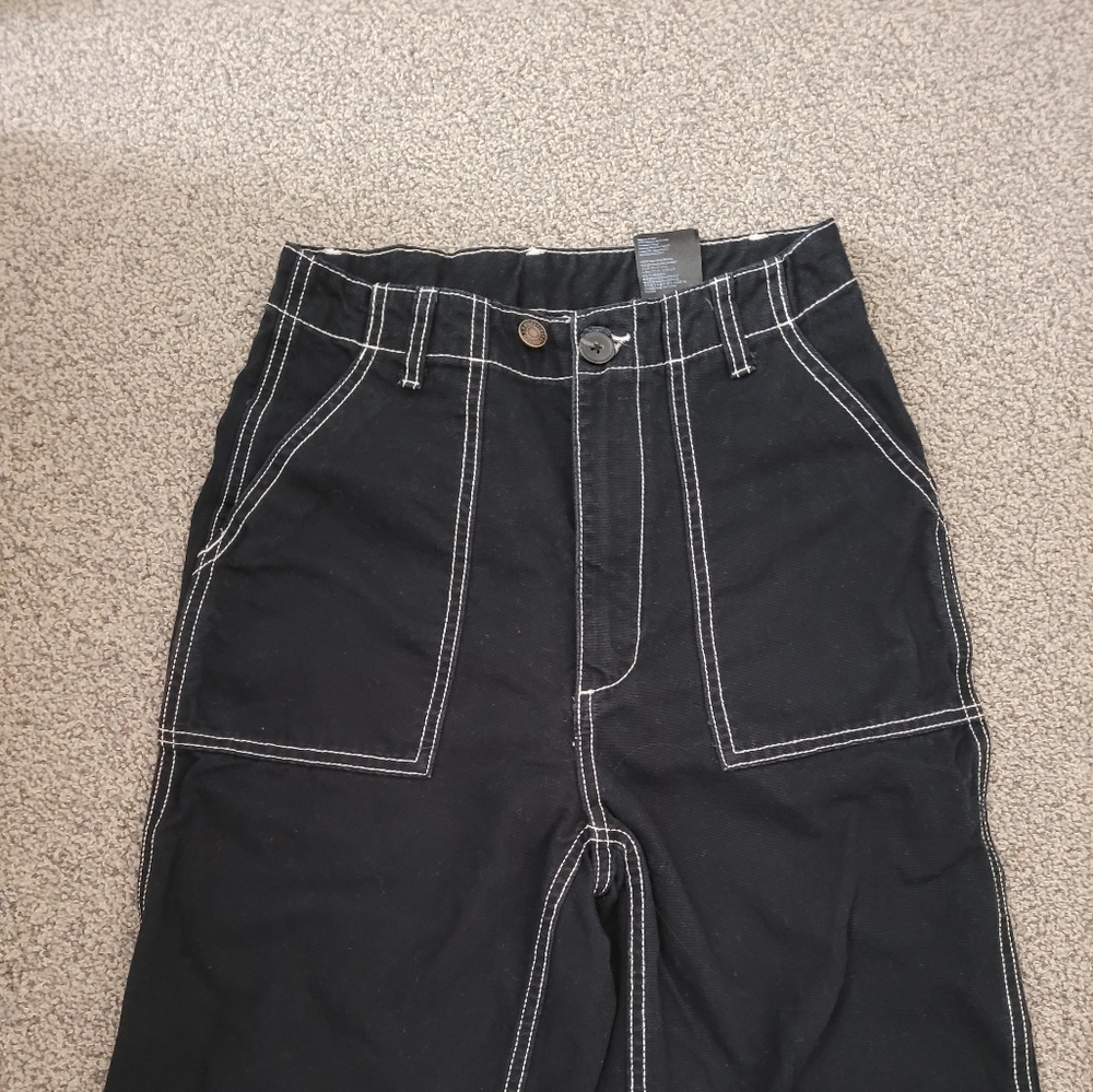 High Waisted Jeans with Contrast Stitching